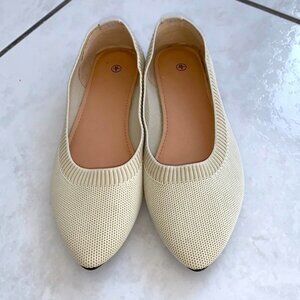 Mesh Knit Ballet Flats Shoes Pointed Toe in Apricot US Size 6